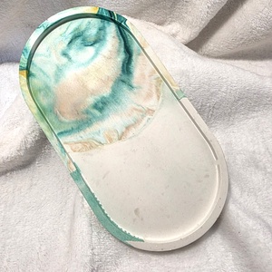 Ovális alátét/Zöld márvány - Meska.hu