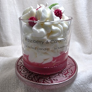 Málna és karamell szójaviasz illatgyertya, Otthon & Életmód, Gyertya, illat, aroma, Gyertya, Gyertya-, mécseskészítés, MESKA