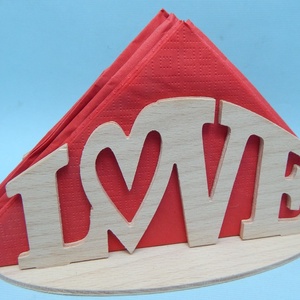 Fa asztali szalvétatartó Love felirattal, Otthon & Életmód, Konyhafelszerelés, tálalás, Tálalás, Szalvétatartó, szalvétagyűrű, Famegmunkálás, MESKA