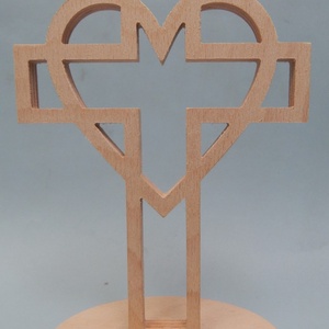 Fa kereszt szív mintával - otthon & életmód - vallás - kereszt - Meska.hu