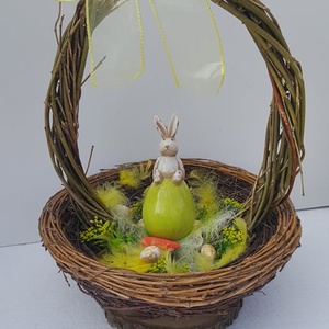 Félig tele 50 cm magas kosár Húsvétra porcelán dísszel, Otthon & Életmód, Dekoráció, Dísztárgy, Mindenmás, MESKA