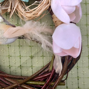 Tavaszi tulipános, madaras kopogtató - otthon & életmód - dekoráció - ajtó- és ablak dekoráció - ajtódísz & kopogtató - Meska.hu