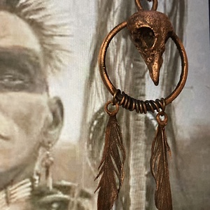 Réz koponya tollakkal - ékszer - nyaklánc - medálos nyaklánc - Meska.hu