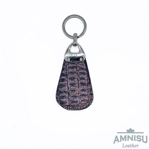 Metál barna krokkómintás csepp alakú swarovski köves bőr kulcstartó H4029 - táska & tok - kulcstartó & táskadísz - kulcstartó - Meska.hu