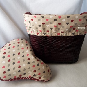 Kerékpár, bicikli kosártáska, huzat és szatyor 2in1 szívecskés -  - Meska.hu