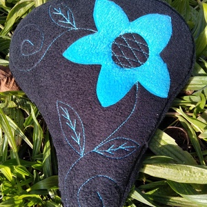 Téli kerékpár üléspárna vízhatlan réteggel, Türkiz virág  - Meska.hu