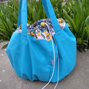 Kerékpár kosár huzat és szatyor 2in1 sárga-kék cicás - táska & tok - edzőtáskák - edzőtáskák - Meska.hu