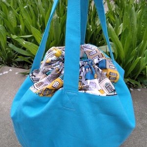 Kerékpár kosár huzat és szatyor 2in1 sárga-kék cicás - táska & tok - edzőtáskák - edzőtáskák - Meska.hu