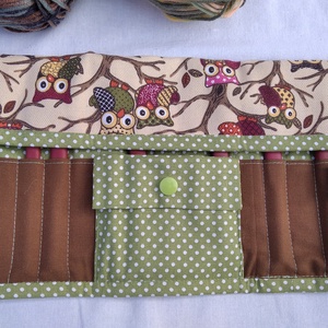 Horgolótű tartó bagoly mintával zöld - otthon & életmód - tárolás & rendszerezés - tárolókosár - Meska.hu