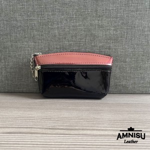 Fekete lakk - rosegold kettő cipzáras kulcstartó B8002, Táska & Tok, Kulcstartó & Táskadísz, Kulcstartó, , MESKA