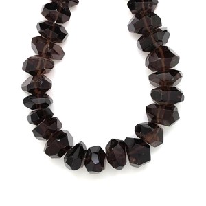 Füstkvarc lapcsiszolt darabok 14-20mm ékszerkészítő alapanyag (füzér), Kellékek & szerszámok, Ásvány alapanyag, Ásványfüzér, , MESKA