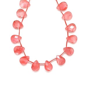 Cherry kvarc üveg fazettált csepp 10x13mm, Kellékek & szerszámok, Ásvány alapanyag, Ásványfüzér, , MESKA