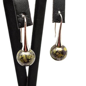 Fülbevaló golyó jáspis sárkány kis kürt lógós 10-10,5mm, Ékszer, Fülbevaló, Lógó fülbevaló, , MESKA