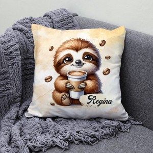 Névvel kérhető -Nagyon cuki Kávés lajhár mintás párna - otthon & életmód - lakástextil - párna & párnahuzat - díszpárna (belsővel együtt) - Meska.hu