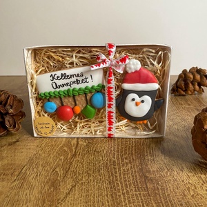 Pingvin jókívánság - Mézeskalács dísz dobozban - Meska.hu