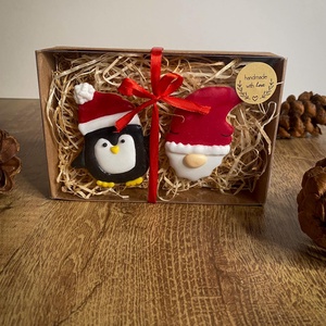 Pingvin és Manó - Mézeskalács dísz dobozban - Meska.hu