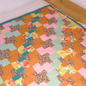 Vidám nyári színekben patchwork ágytakaró - LEÁRAZTAM!! - otthon & életmód - lakástextil - felnőtt takaró, pléd - Meska.hu