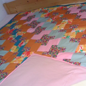 Vidám nyári színekben patchwork ágytakaró - LEÁRAZTAM!! - otthon & életmód - lakástextil - felnőtt takaró, pléd - Meska.hu