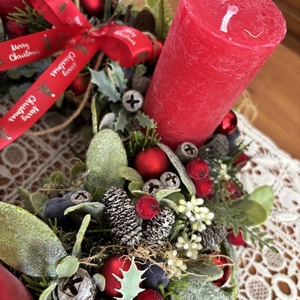 Adventi koszorú-piros - karácsony - adventi díszek - adventi gyertyadíszek és koszorúdíszek - Meska.hu