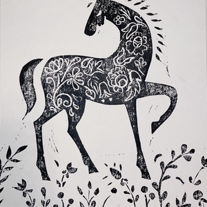 A ló -  linónyomat - művészet - grafika & illusztráció - művészi nyomat - Meska.hu