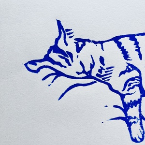The Sleeping Cat -  linónyomat - művészet - grafika & illusztráció - művészi nyomat - Meska.hu