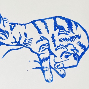 The Sleeping Cat -  linónyomat - művészet - grafika & illusztráció - művészi nyomat - Meska.hu