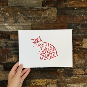 The Sleeping Cat -  linónyomat - Meska.hu