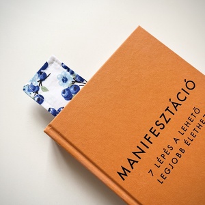 Áfonyás-nefelejcstarkás textil könyvjelző � 100% pamut - könyv & zene - könyvjelző - Meska.hu