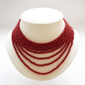 Meggyszínű, 8 soros kaláris tekla és üveggyöngyből  -  - Meska.hu