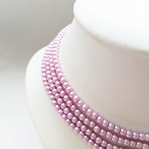 4 soros, orgonalila színű kaláris, 4 mm-es teklagyöngyből - ékszer - nyaklánc - gyöngyös nyaklánc - Meska.hu