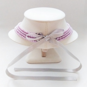 4 soros, orgonalila színű kaláris, 4 mm-es teklagyöngyből - ékszer - nyaklánc - gyöngyös nyaklánc - Meska.hu