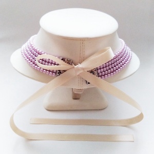 5 soros, orgonalila színű kaláris, 4 mm-es teklagyöngyből - ékszer - nyaklánc - gyöngyös nyaklánc - Meska.hu