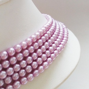 5 soros, orgonalila színű kaláris, 4 mm-es teklagyöngyből - ékszer - nyaklánc - gyöngyös nyaklánc - Meska.hu