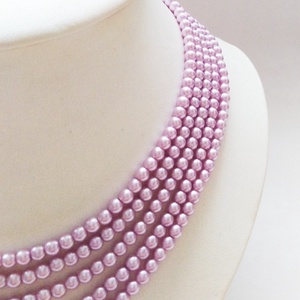 5 soros, orgonalila színű kaláris, 4 mm-es teklagyöngyből - ékszer - nyaklánc - gyöngyös nyaklánc - Meska.hu