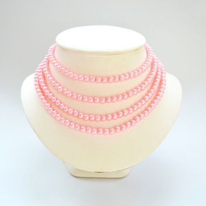 4 soros, pink rózsaszín üvegtekla kaláris - 6 mm-es üvegtekla gyöngyből, Ékszer, Nyaklánc, Gyöngyös nyaklánc, Ékszerkészítés, Gyöngyfűzés, gyöngyhímzés, MESKA