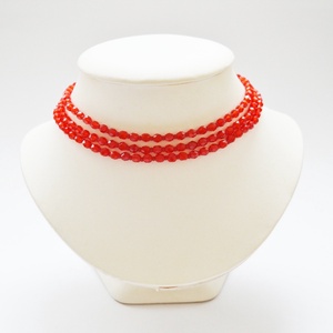 3 soros piros kaláris - 5 mm-es csiszolt üveggyöngyből - Meska.hu