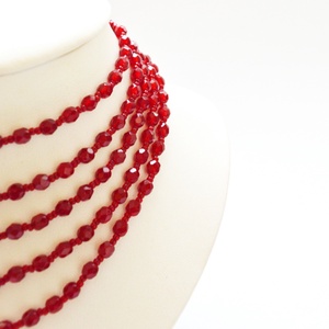 Kislánynak való méretű, 5 soros meggypiros kaláris - 5 mm-es csiszolt üveggyöngyből - ékszer - nyaklánc - párhuzamos nyaklánc - Meska.hu