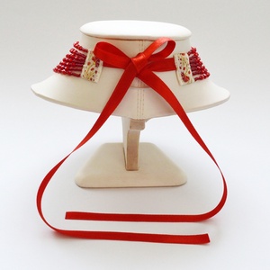 Kisebb méretű 7 soros piros kaláris - 4 mm-es csiszolt üveggyöngyből - ékszer - nyaklánc - párhuzamos nyaklánc - Meska.hu