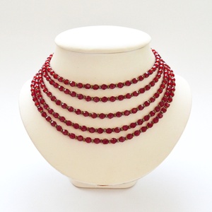 5 soros meggypiros kaláris bronzzal - 6 mm-es csiszolt üveggyöngyből, Ékszer, Nyaklánc, Gyöngyös nyaklánc, Ékszerkészítés, Gyöngyfűzés, gyöngyhímzés, MESKA