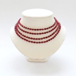 4 soros meggypiros kaláris bronzzal - 6 mm-es csiszolt üveggyöngyből - Meska.hu