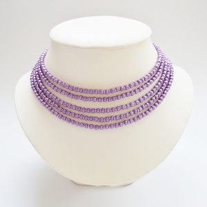 5 soros lila kaláris - nagyszemű cseh kásagyöngyből - Meska.hu