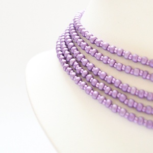 5 soros lila kaláris - nagyszemű cseh kásagyöngyből - ékszer - nyaklánc - párhuzamos nyaklánc - Meska.hu