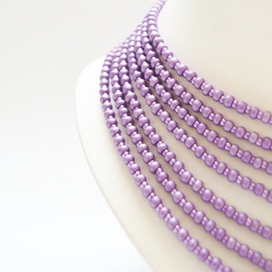 7 soros lila kaláris - nagyszemű cseh kásagyöngyből - ékszer - nyaklánc - párhuzamos nyaklánc - Meska.hu