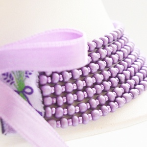 7 soros lila kaláris - nagyszemű cseh kásagyöngyből - ékszer - nyaklánc - párhuzamos nyaklánc - Meska.hu