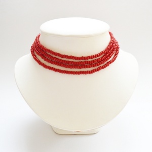 4 soros meggypiros kaláris - nagyszemű cseh kásagyöngyből - Meska.hu