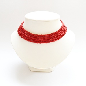 5 soros meggypiros kaláris - nagyszemű cseh kásagyöngyből - Meska.hu