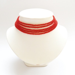 5 soros meggypiros kaláris - nagyszemű és apróbb szemű cseh kásagyöngyből - Meska.hu