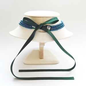 3 soros olajkék üvegtekla kaláris - 4 mm-es gyöngyből - ékszer - nyaklánc - párhuzamos nyaklánc - Meska.hu