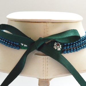 3 soros olajkék üvegtekla kaláris - 4 mm-es gyöngyből - ékszer - nyaklánc - párhuzamos nyaklánc - Meska.hu