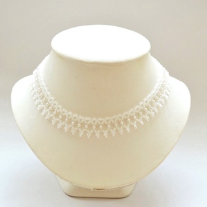 Fehér kistászli - fehér teklagyönggyel - Meska.hu